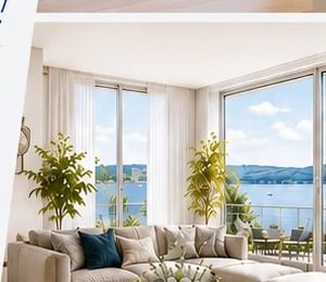 Wohnzimmer mit Seesicht Allmannsdorf